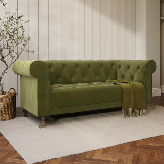 Velvet Sofa Three Seater Settee Upholstered