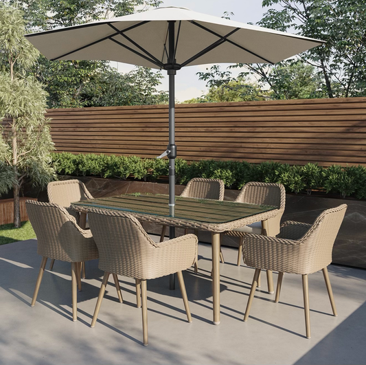 Rattan Garden Dining Set 6 Seater Outdoor Patio