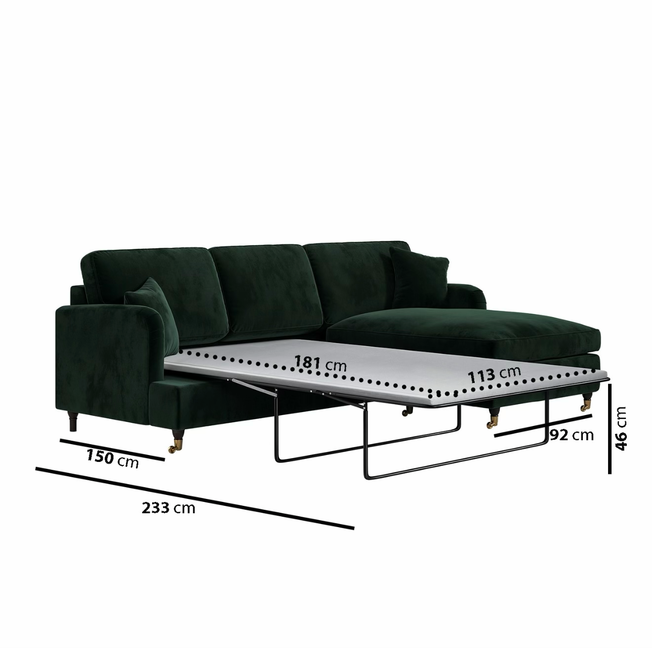 Sofa Bed Four Seater Velvet Sleeper Sofa with Mattress and Cushions