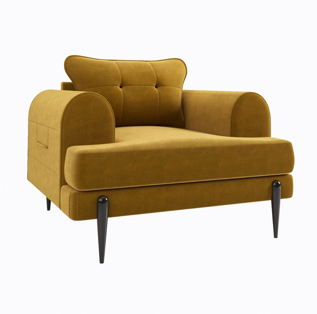 Velvet Armchair Upholstered Accent Chair Quilted with Cushion