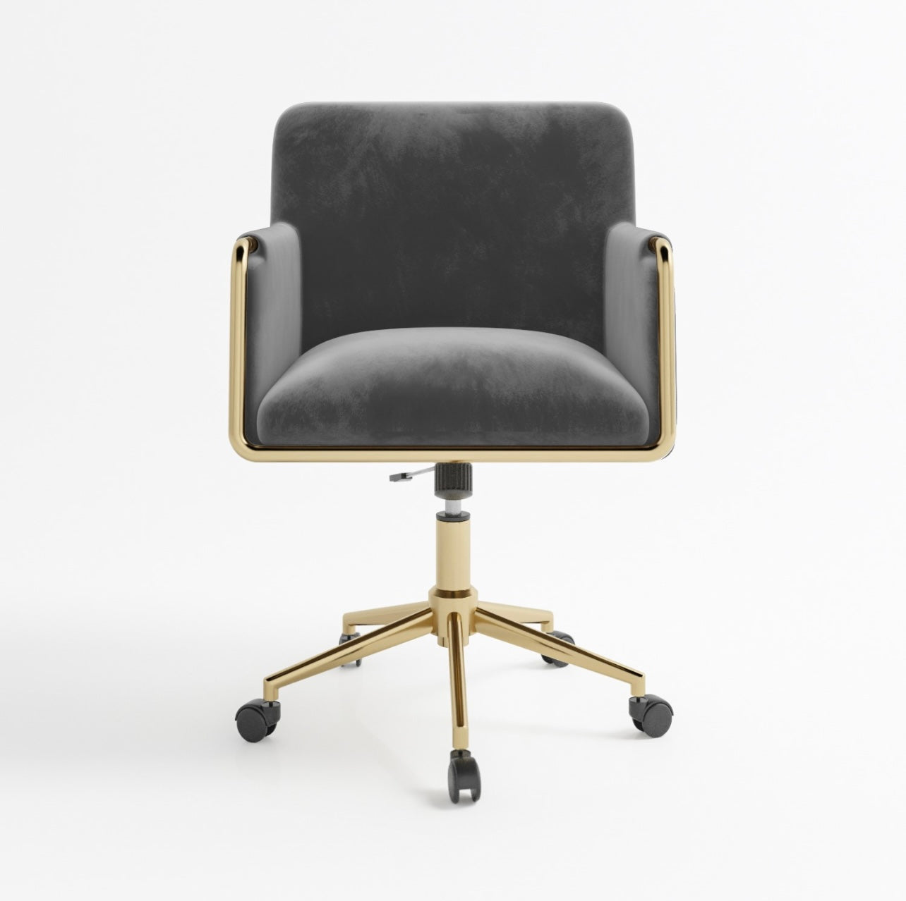 Grey Velvet Office Chair Ergonomic with Swivel and Adjustable Height
