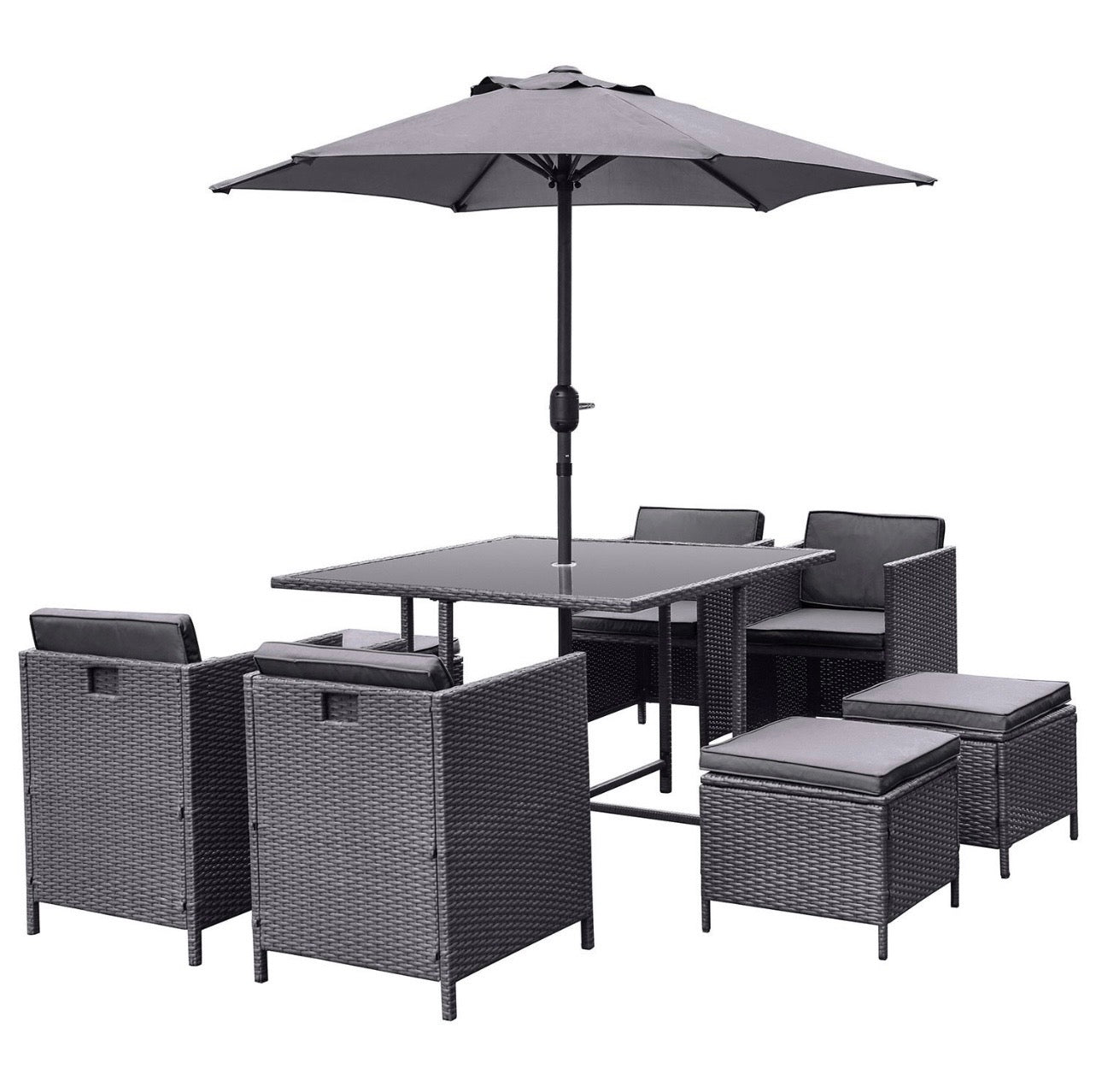 Rattan Garden Dining Set Seats 8 Outdoor Patio