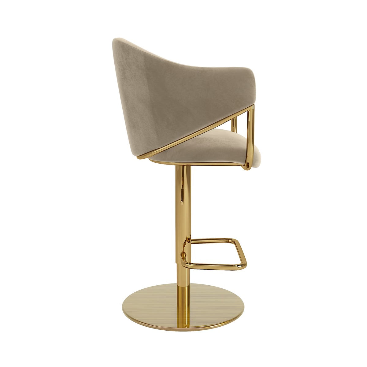 Velvet Bar Stool Adjustable Swivel Modern