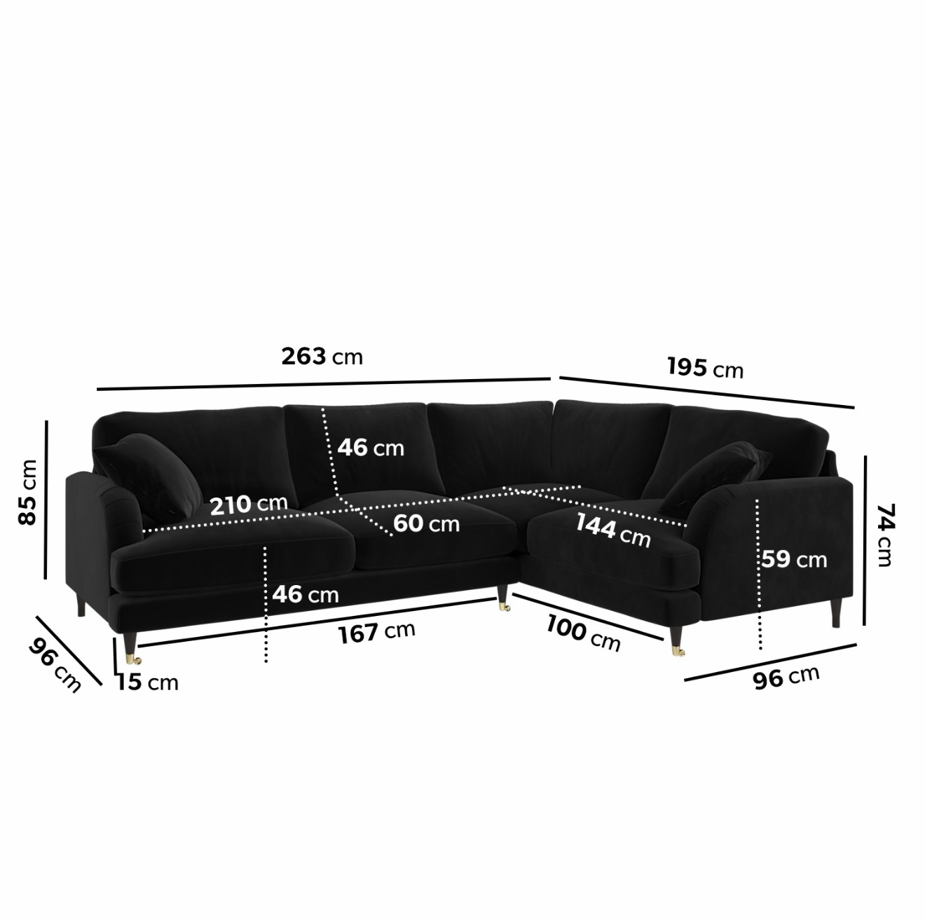4 Seater Sofa L-Shaped Velvet Corner Couch with Cushions