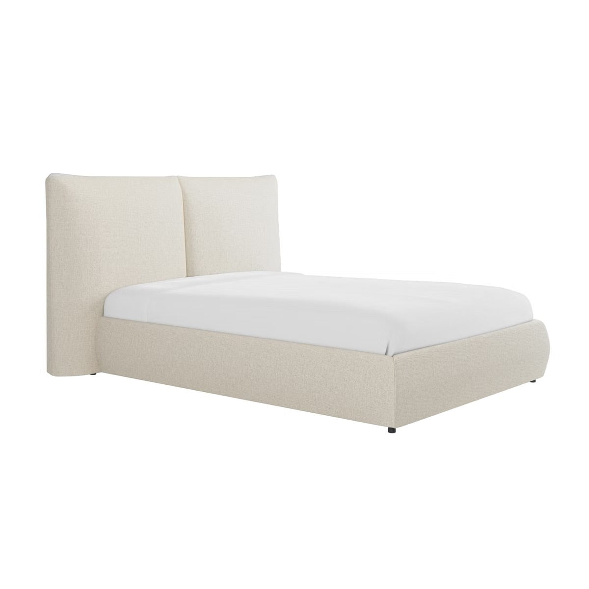 Beige Double Bed Ottoman with Storage and Headboard