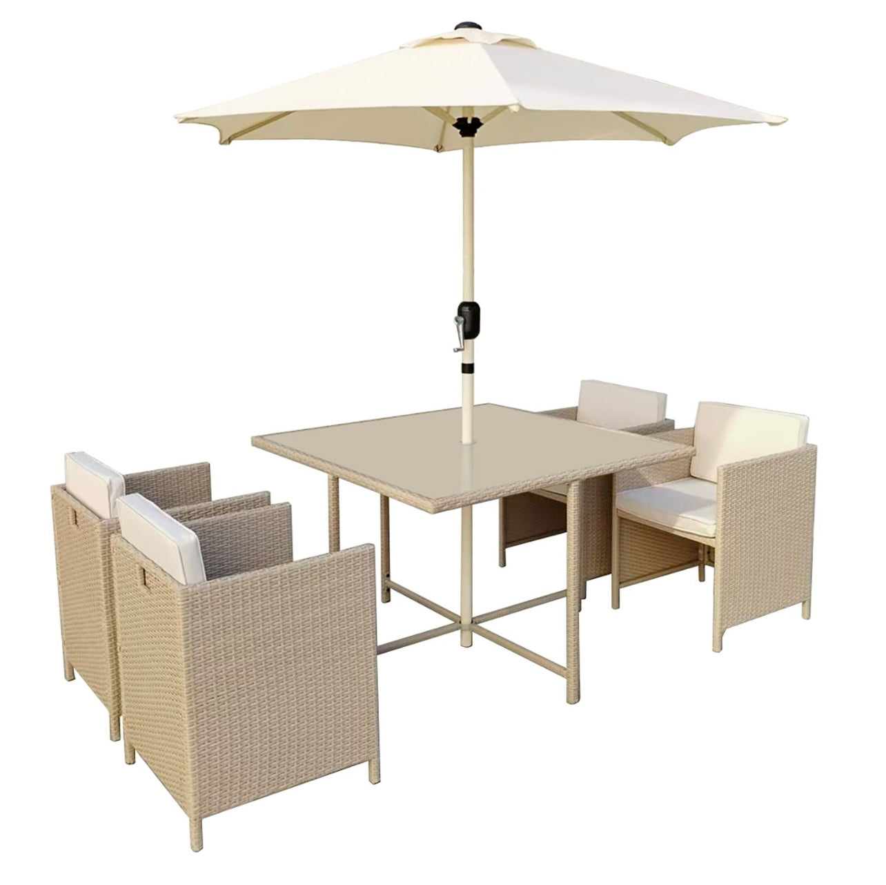 Rattan Garden Dining Set Seats 4 Outdoor Patio