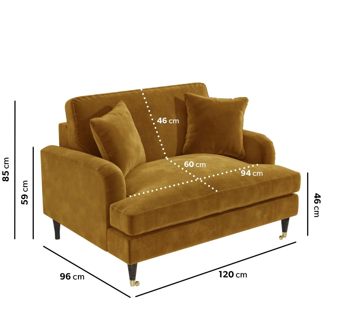 Loveseat Sofa Velvet Couch 2 Seater with Cushions