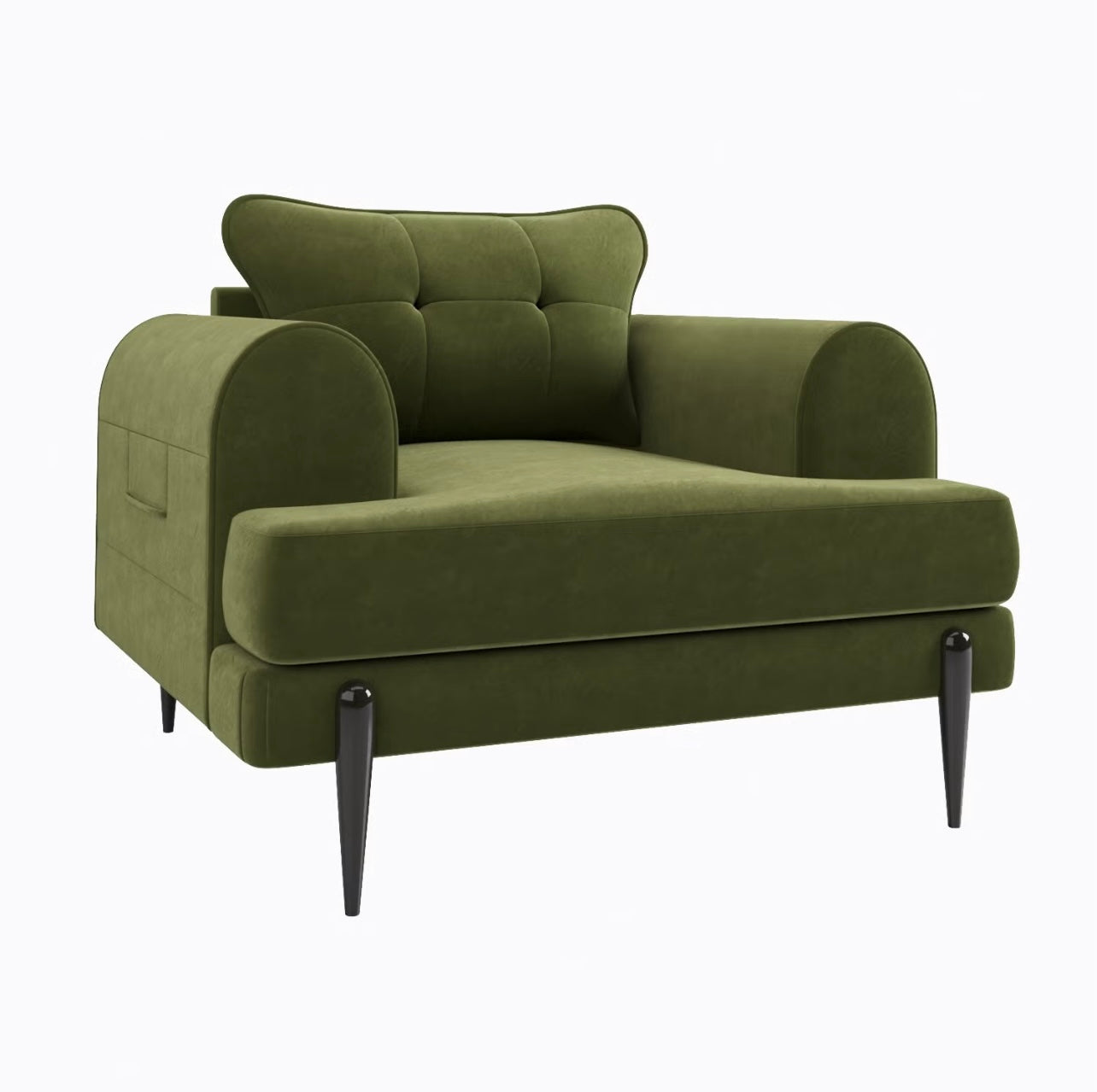 Velvet Armchair Upholstered Accent Chair Quilted with Cushion