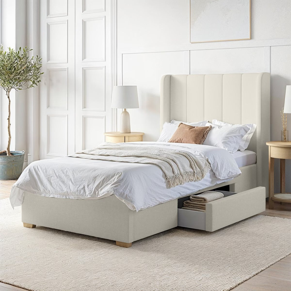 Single Bed Upholstered with Storage Drawer