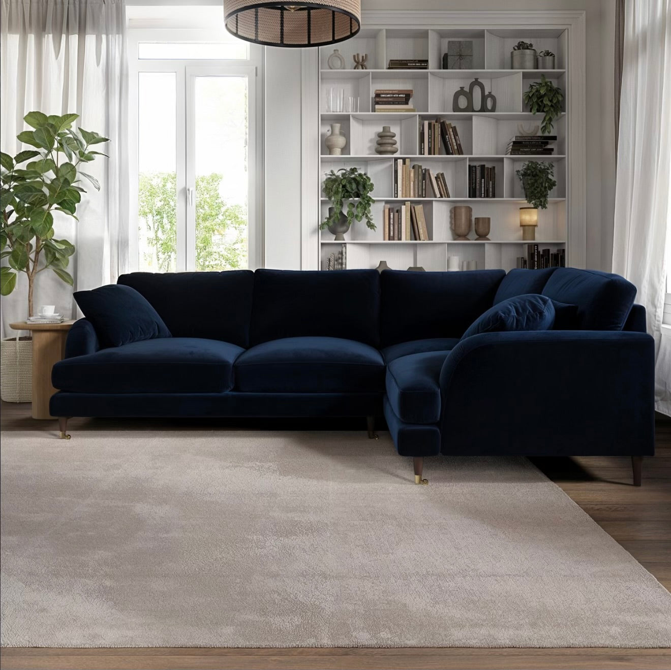 4 Seater Sofa L-Shaped Velvet Corner Couch with Cushions