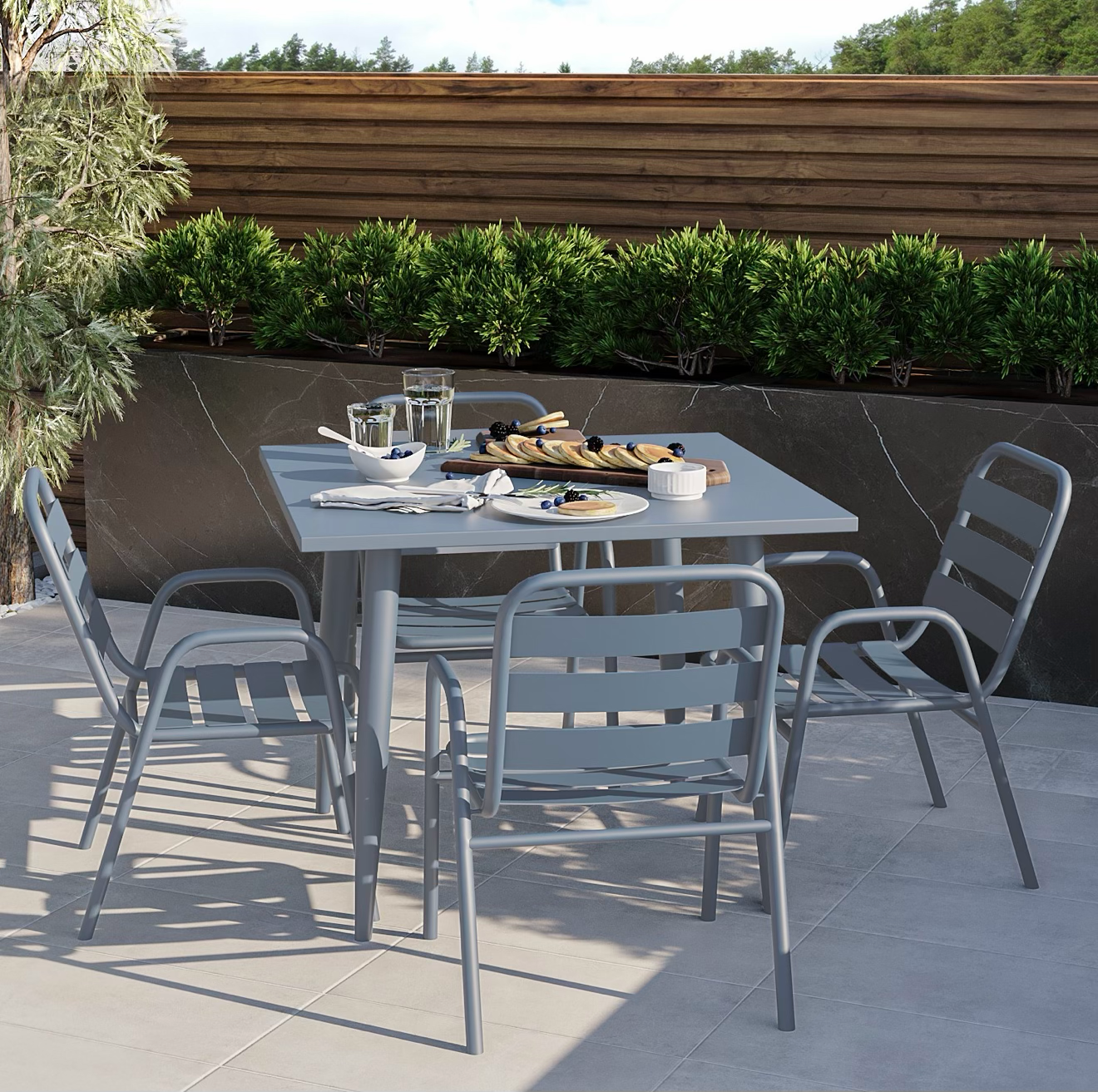 Garden Dining Set 4 Seater Aluminium Outdoor Patio