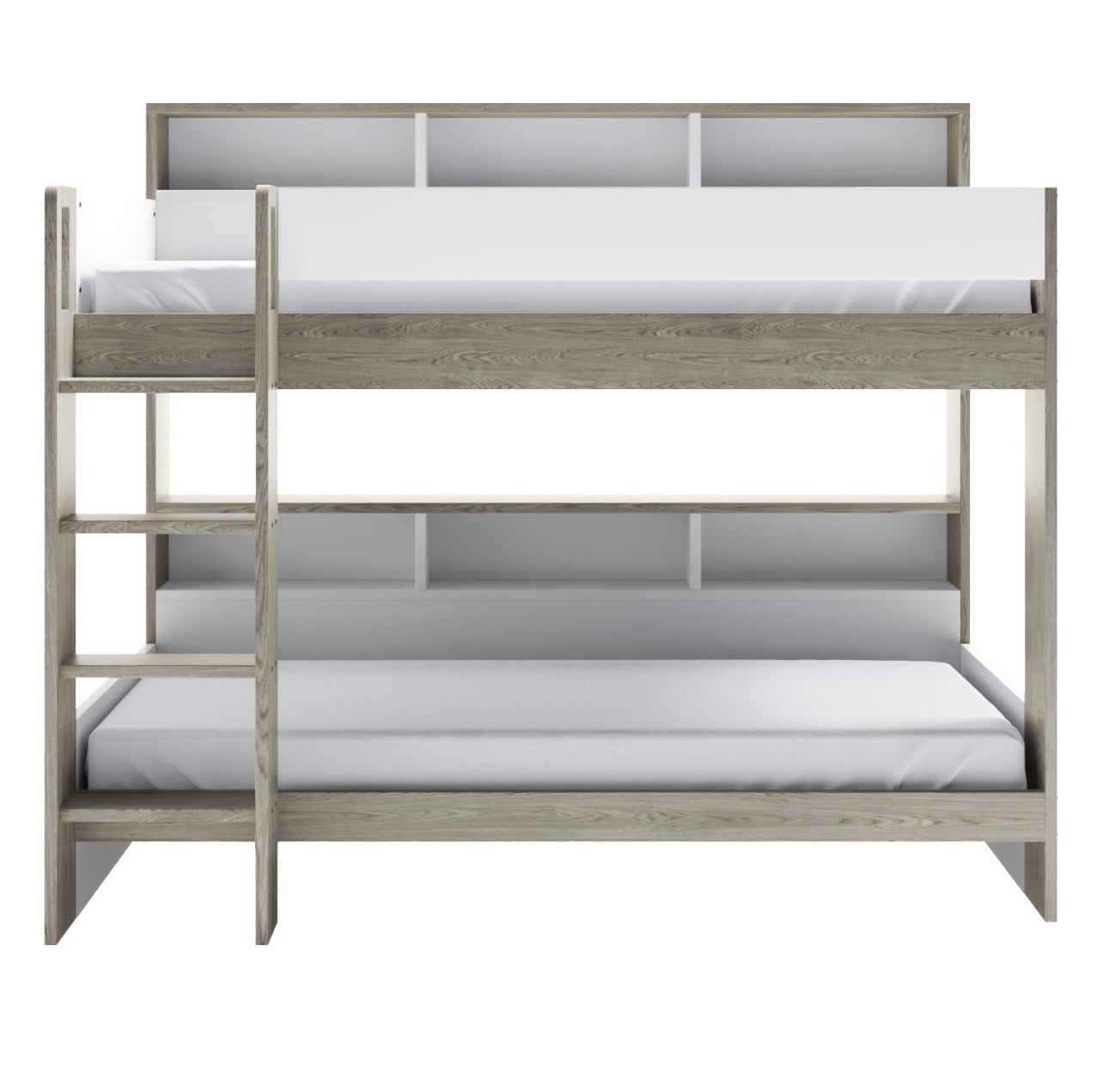 Kids Bunk Bed Wooden Frame Single Sleeper with Durable Shelving