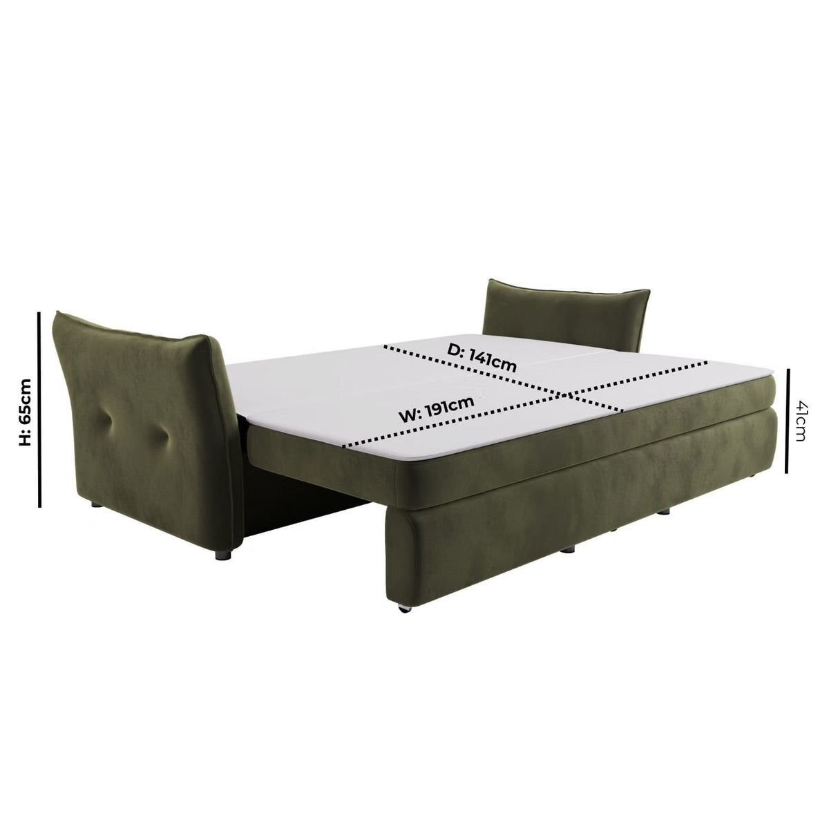 Sofa Bed 3 Seater Velvet Sleeper Sofa with Mattress and Cushions