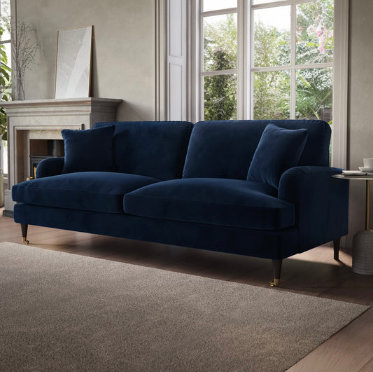 Four Seater Sofa Velvet Couch Upholstered with Cushions