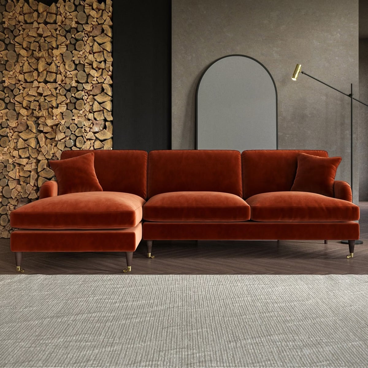 4 Seater Sofa L-Shaped Velvet Corner Couch with Cushions