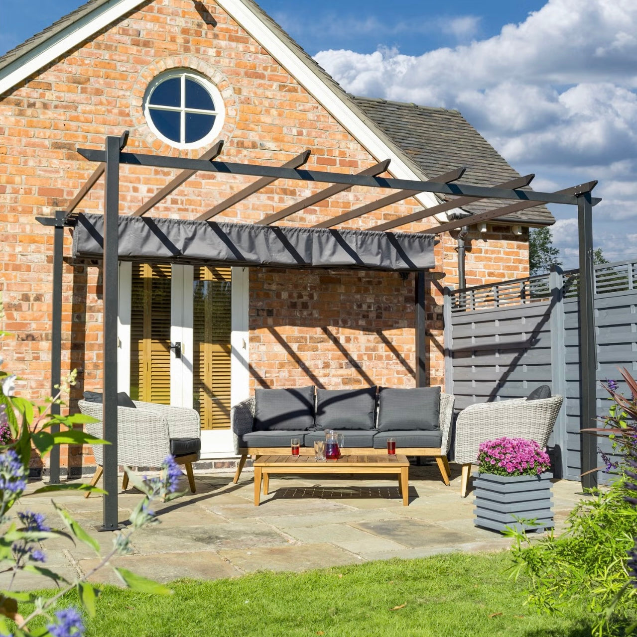 Pergola Canopy with Retractable Roof Garden Outdoor Patio