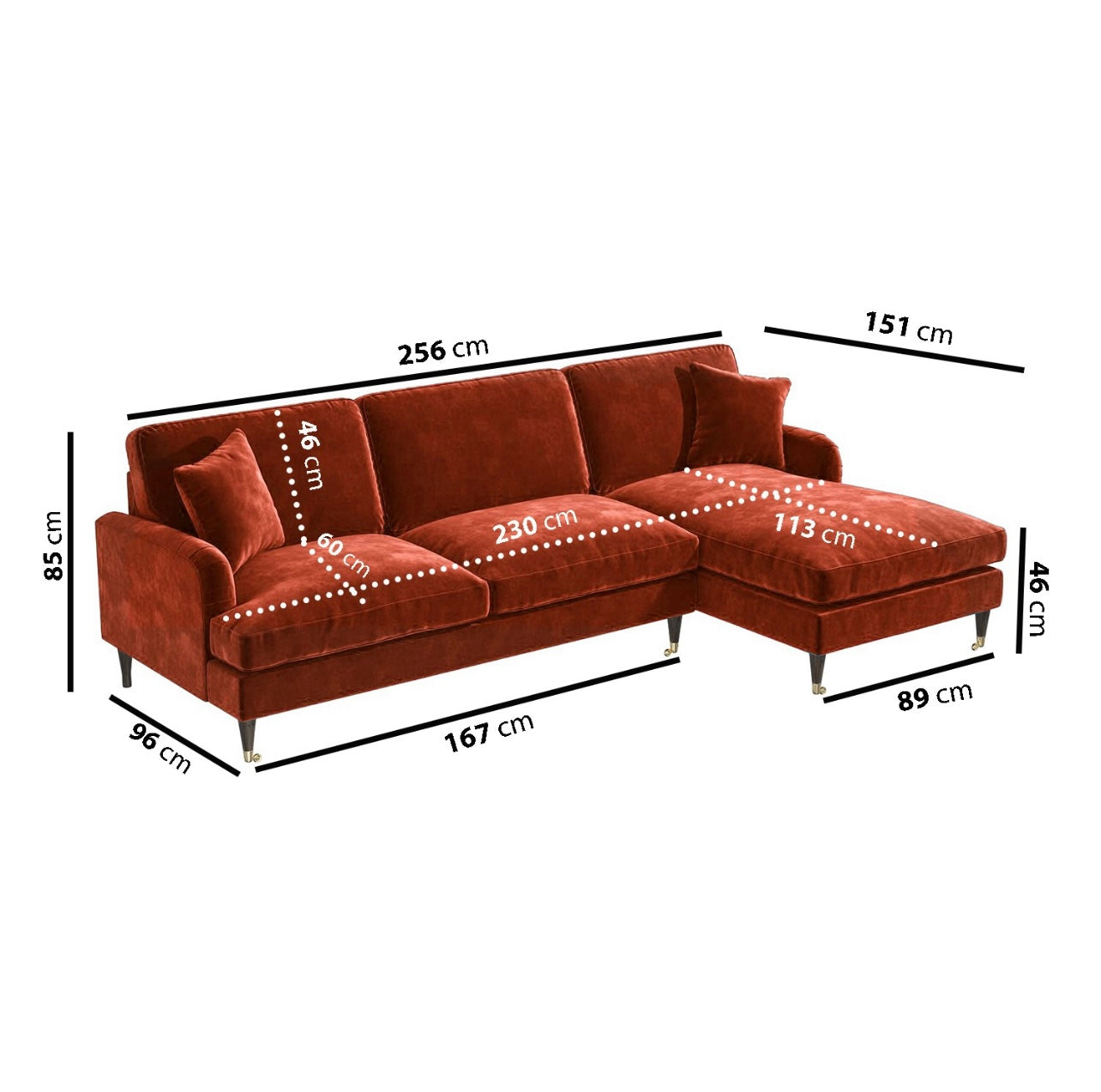 4 Seater Sofa L-Shaped Velvet Corner Couch with Cushions