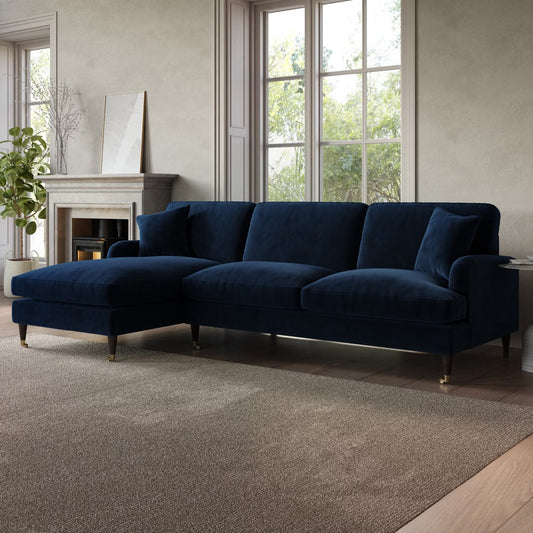 4 Seater Sofa L-Shaped Velvet Corner Couch with Cushions