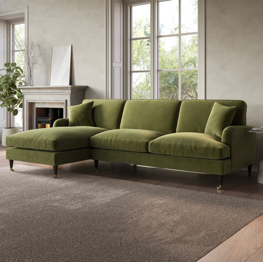 4 Seater Sofa L-Shaped Velvet Corner Couch with Cushions