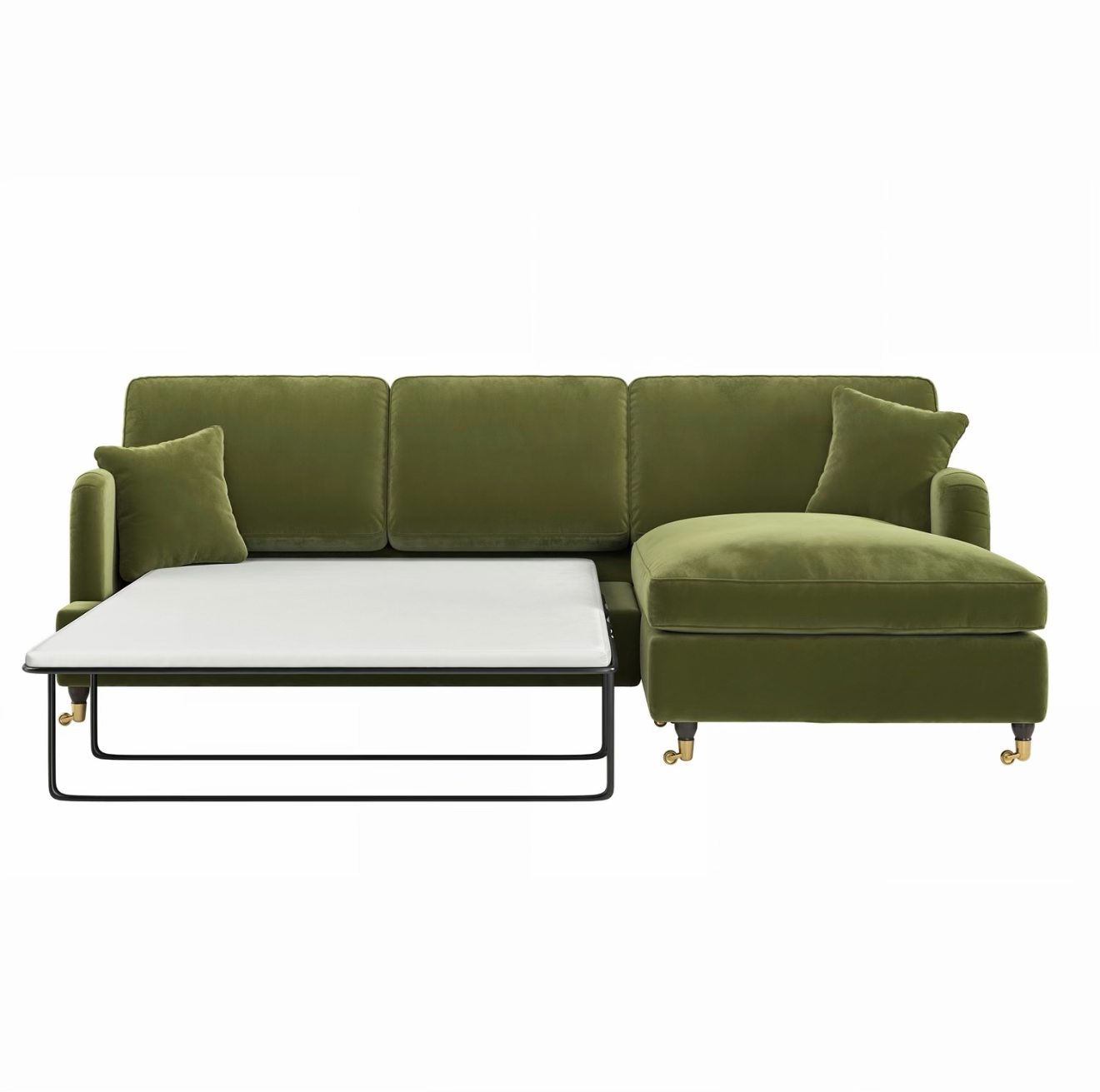 Sofa Bed Four Seater Velvet Sleeper Sofa with Mattress and Cushions