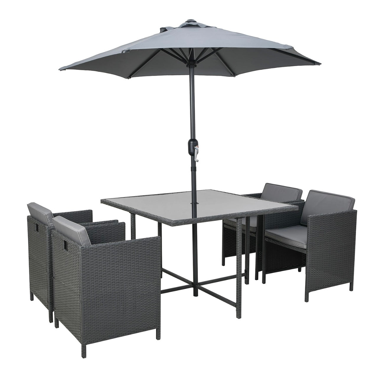 Rattan Garden Dining Set Seats 4 Outdoor Patio