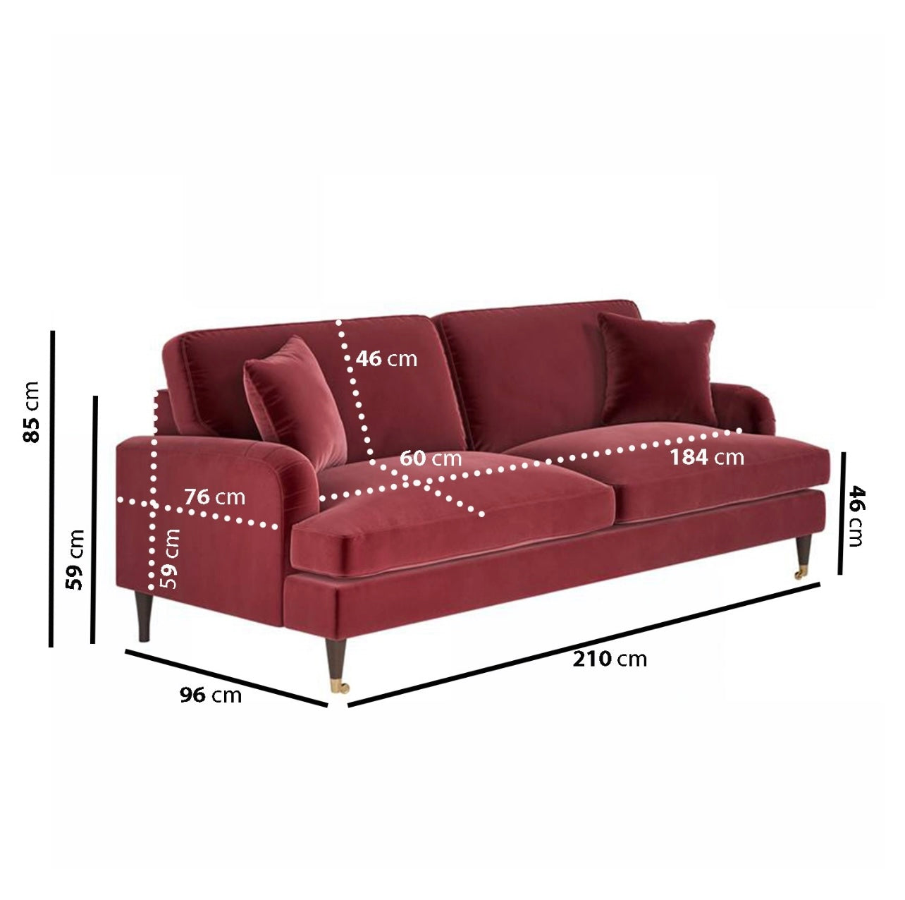 Four Seater Sofa Velvet Couch Upholstered with Cushions