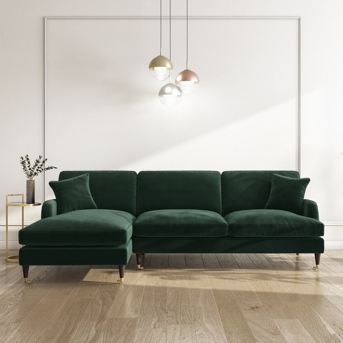 4 Seater Sofa L-Shaped Velvet Corner Couch with Cushions