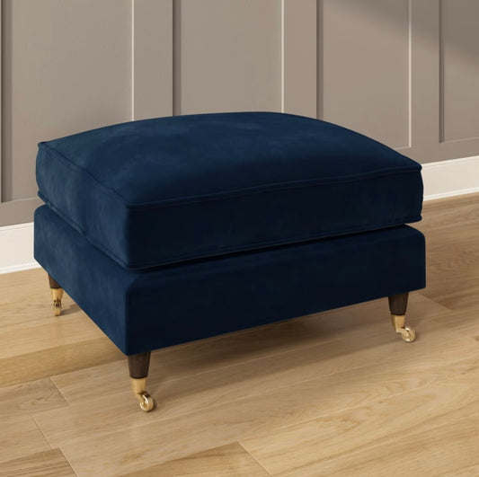 Velvet Footstool Ottoman Pouffe Upholstered Soft Stool