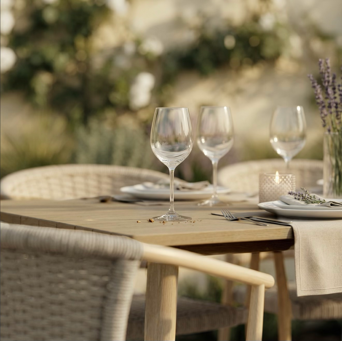Garden Dining Set 6 Seater with Rattan Chairs Outdoor Patio