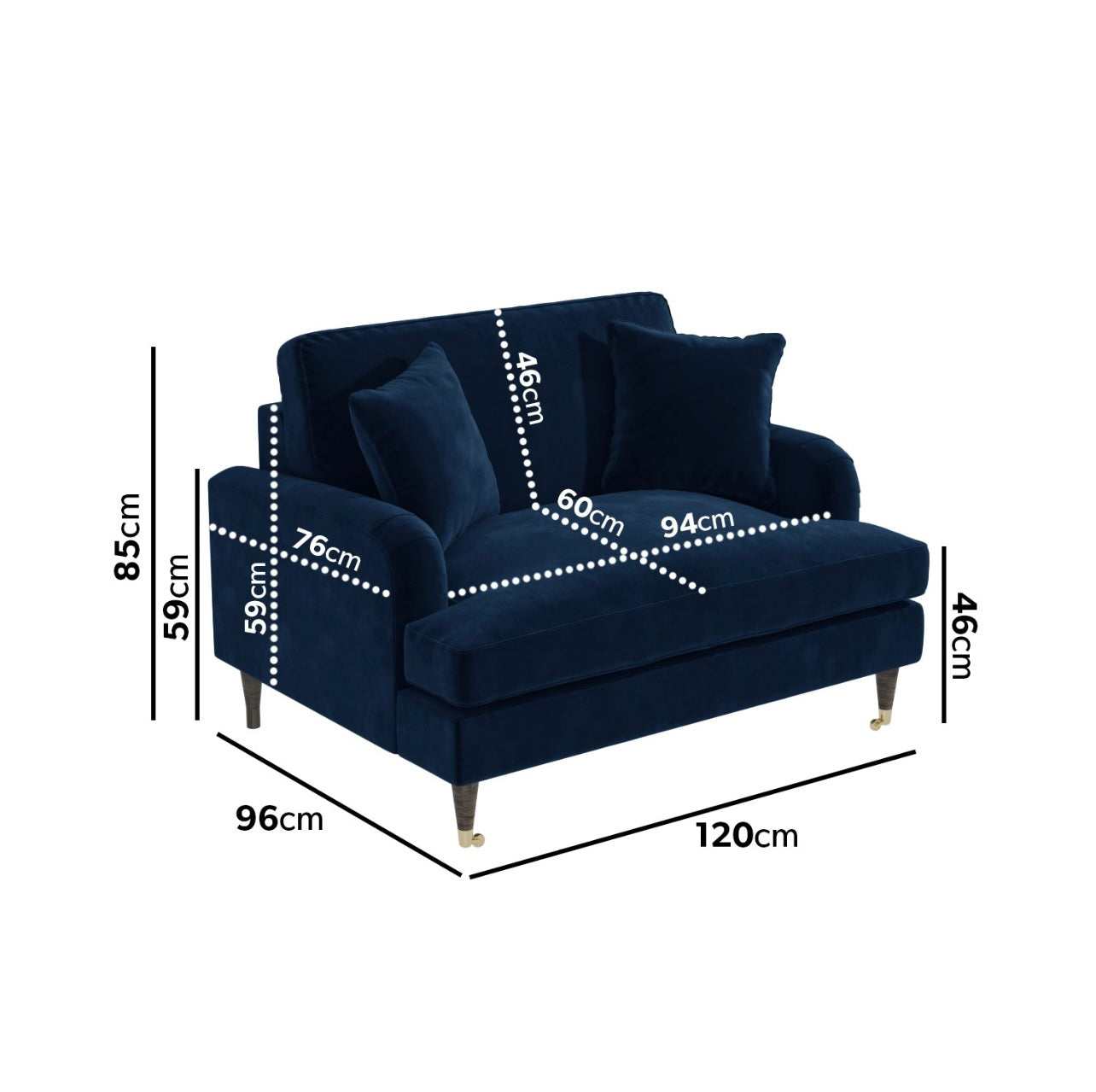Velvet Loveseat Sofa Couch 2 Seater with Cushions