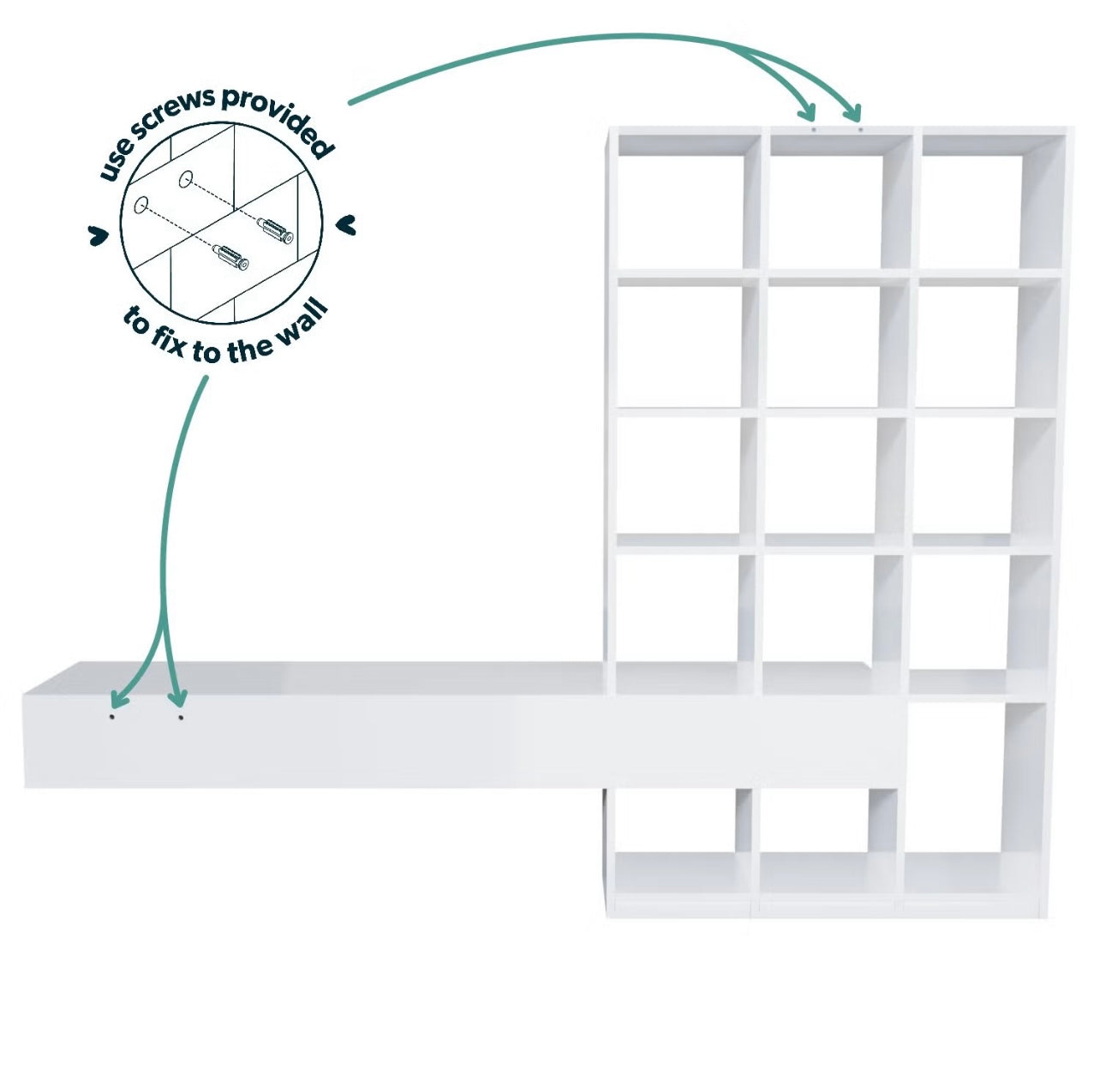 White Wood Bookcase 3 Drawers High Gloss Bookshelf