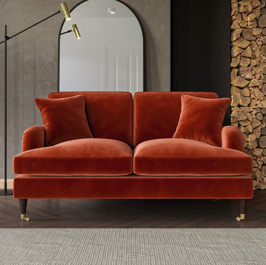 Velvet Sofa 2 Seater Couch Upholstered with Cushions