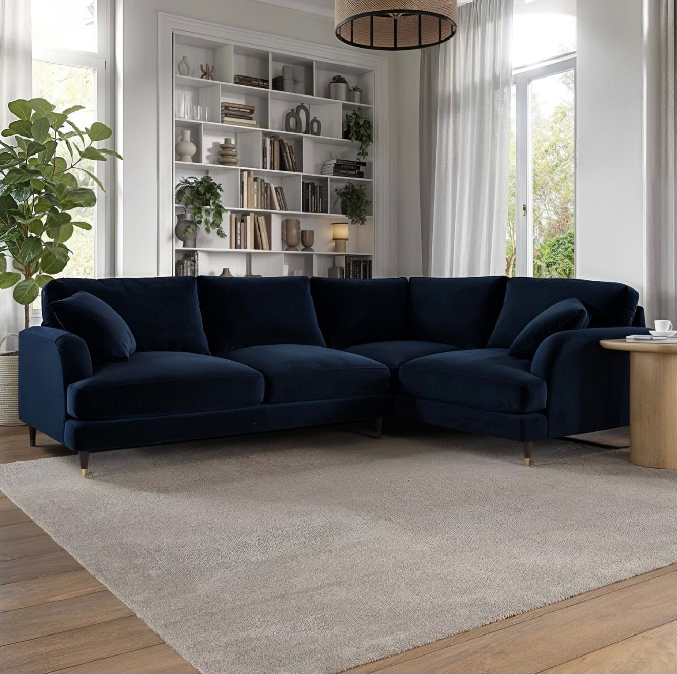 4 Seater Sofa L-Shaped Velvet Corner Couch with Cushions