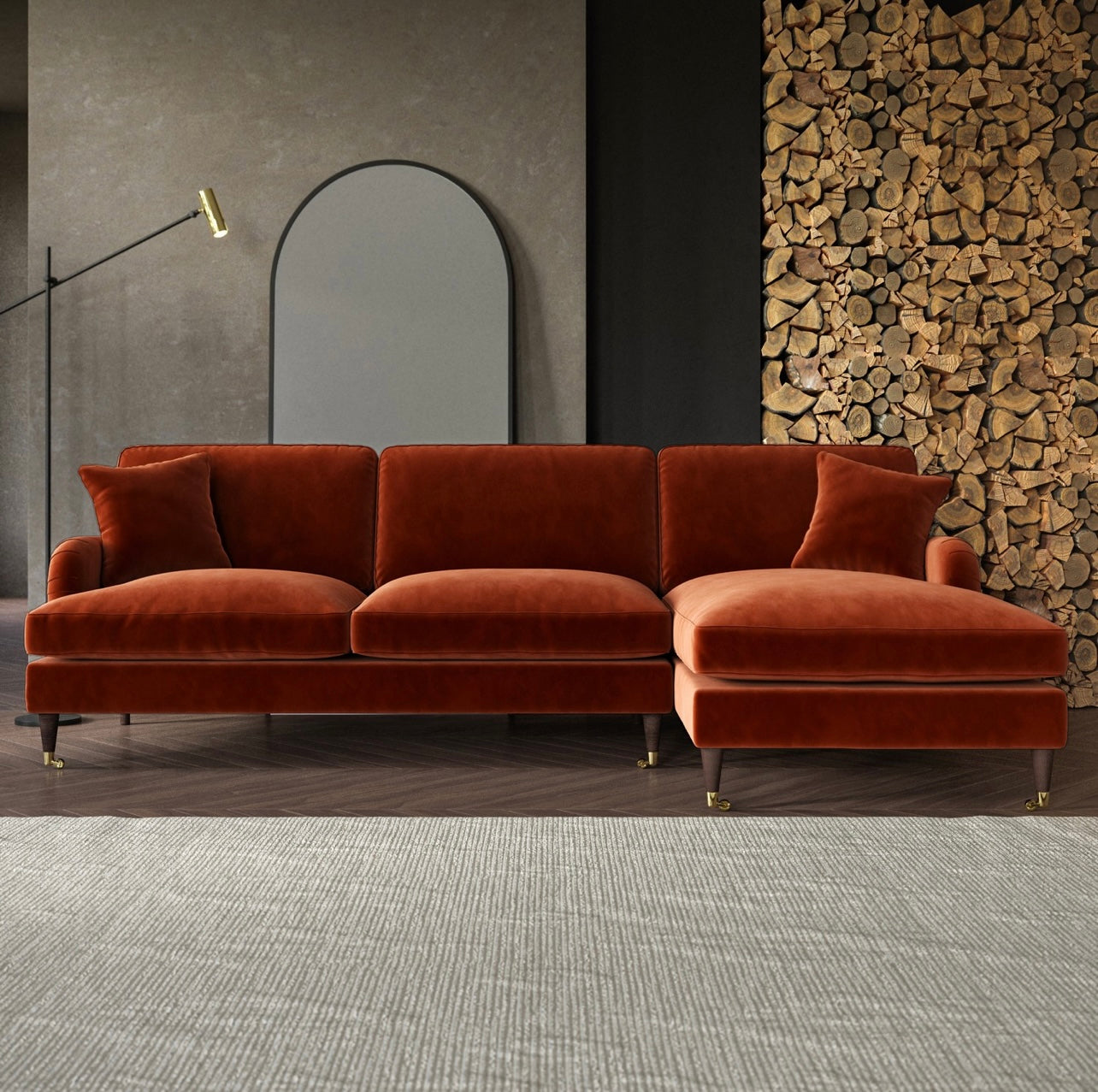 4 Seater Sofa L-Shaped Velvet Corner Couch with Cushions