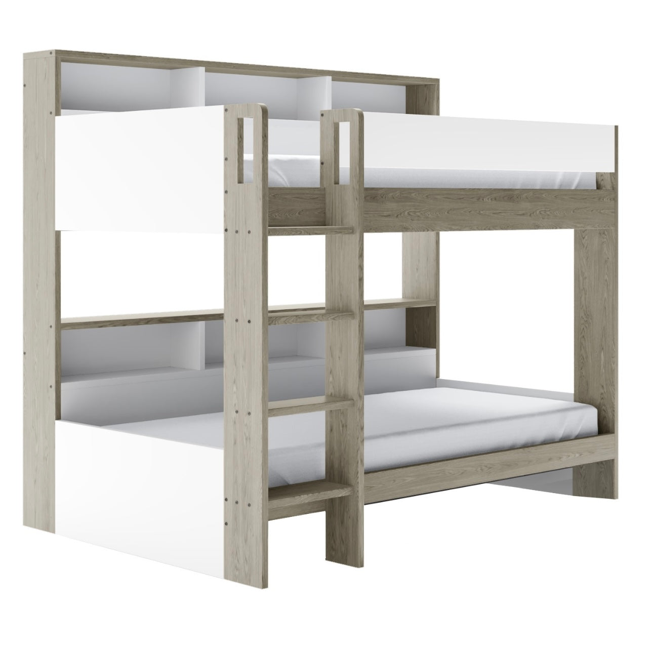 Kids Bunk Bed Wooden Frame Single Sleeper with Durable Shelving