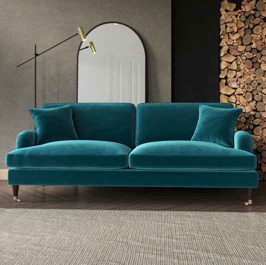 Four Seater Sofa Velvet Couch Upholstered with Cushions