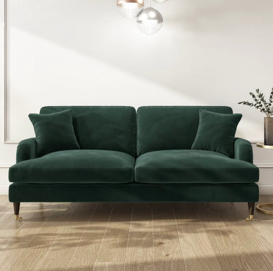 Velvet Sofa 3 Seater Couch Upholstered with Cushions