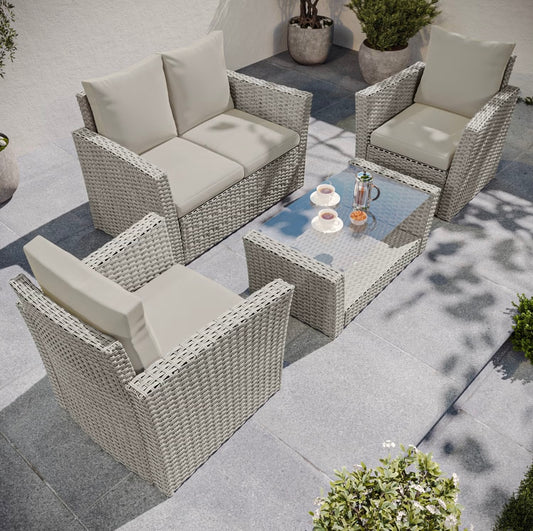 Rattan Garden Sofa Set 4 Seater Outdoor Patio