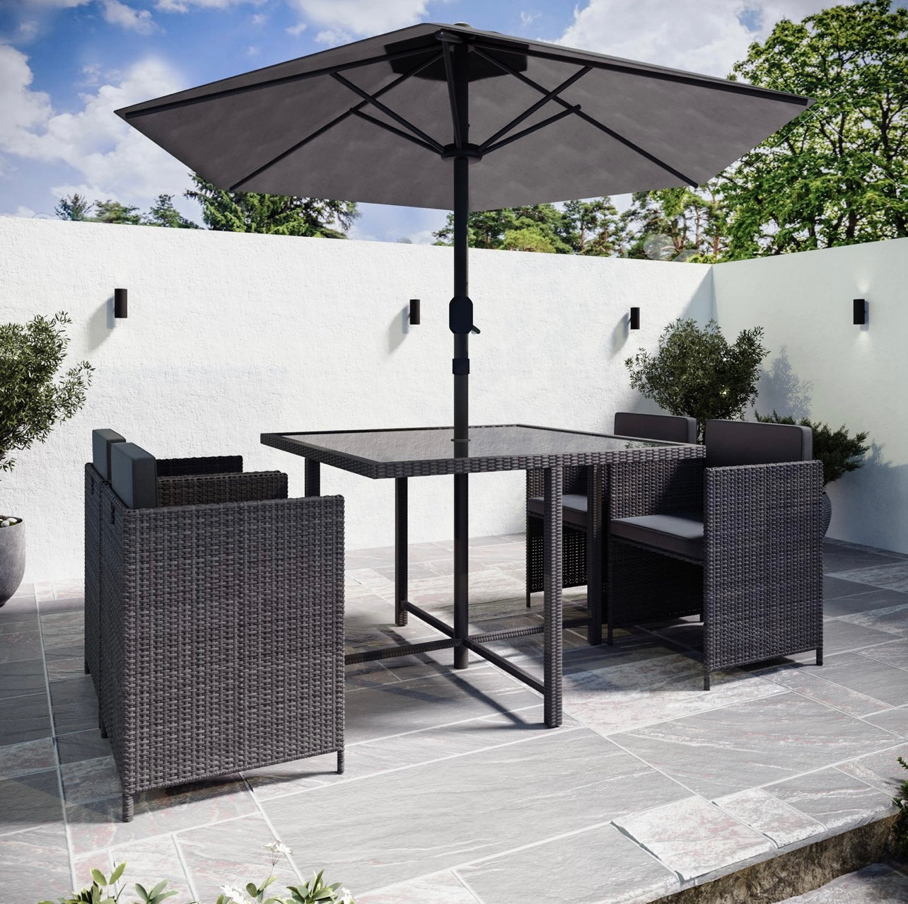 Rattan Garden Dining Set Seats 4 Outdoor Patio