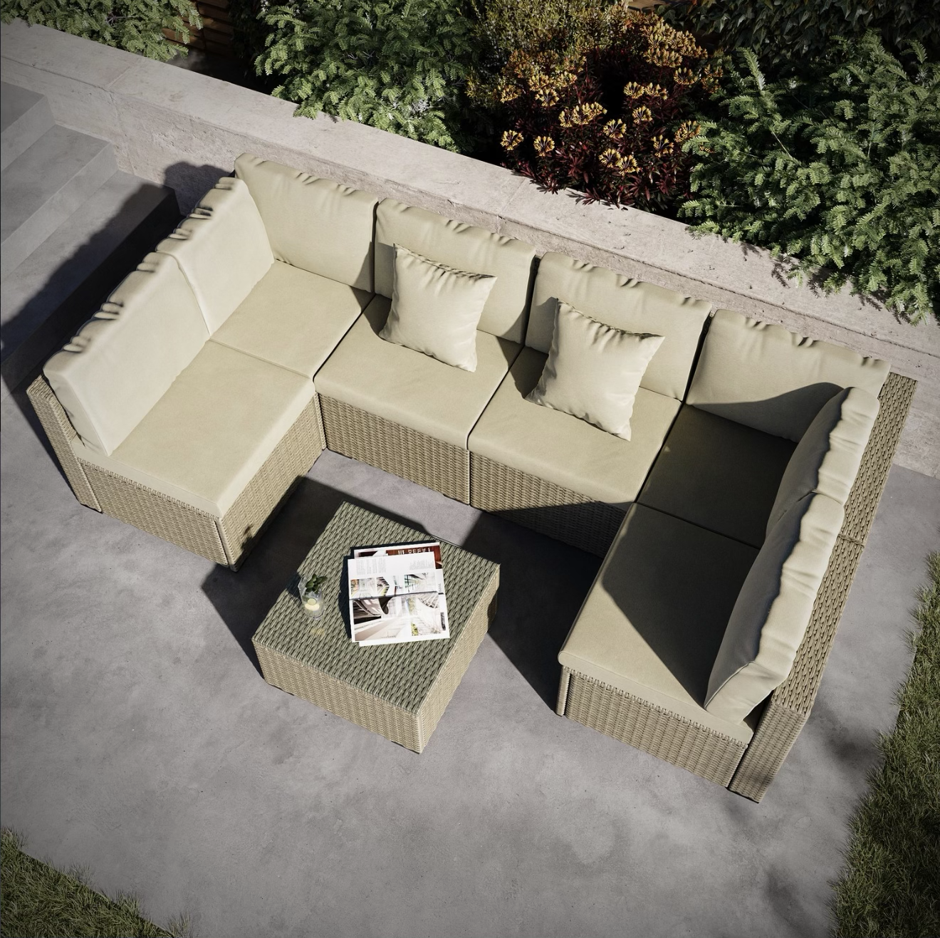 Rattan Garden Sofa Set 6 Seater Outdoor Patio