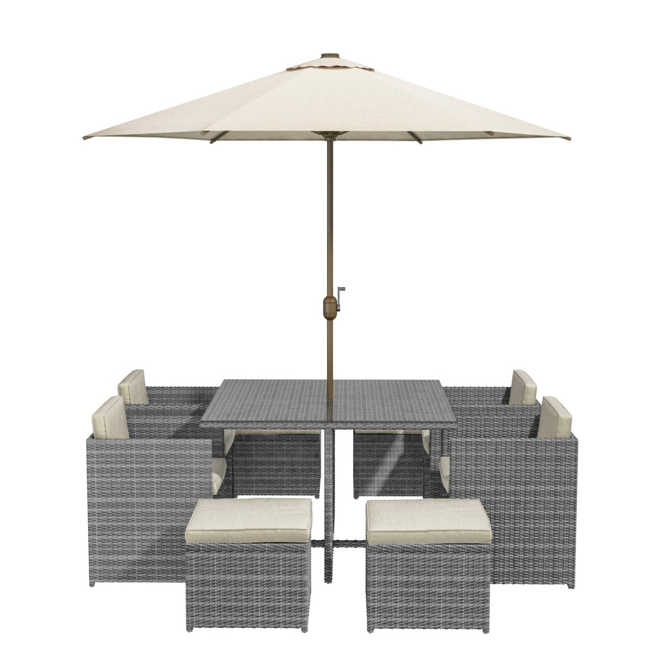 Rattan Garden Dining Set 8 Seater in Grey