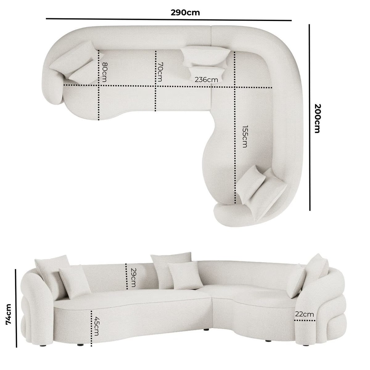 4 Seater Corner Sofa Couch with Scatter Cushions