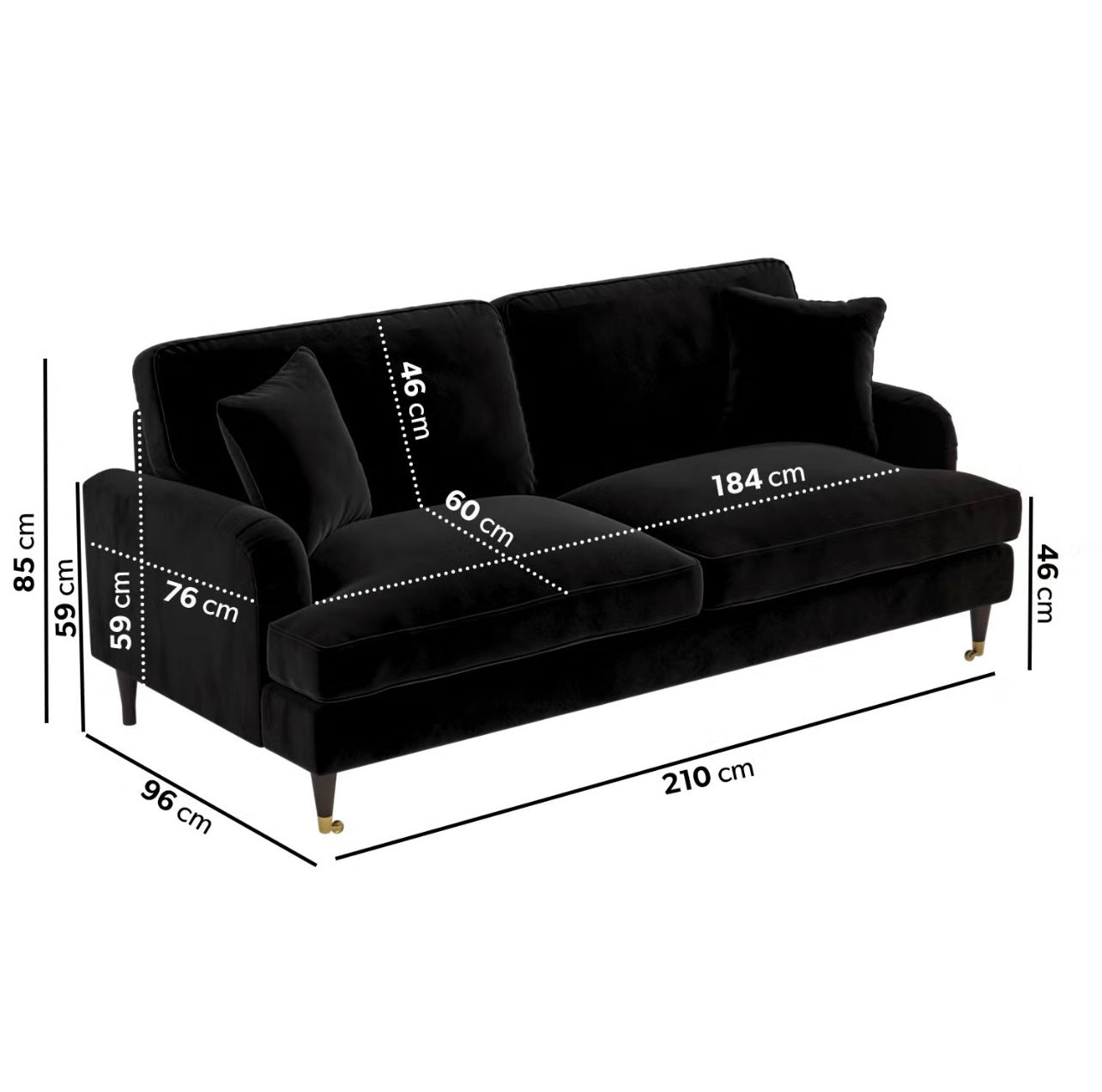 Four Seater Sofa Velvet Couch Upholstered with Cushions