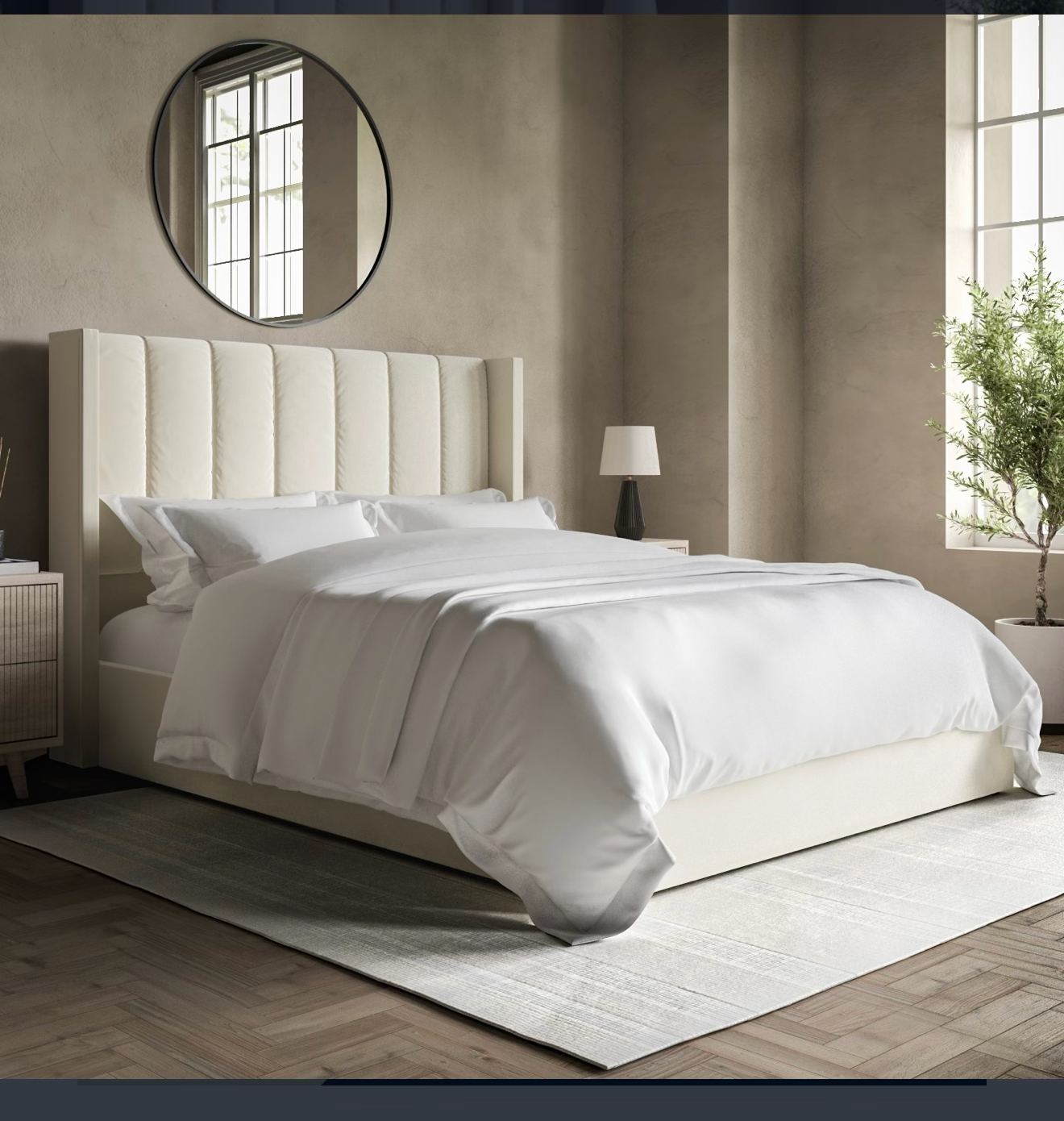 Velvet Double Bed Ottoman with Storage