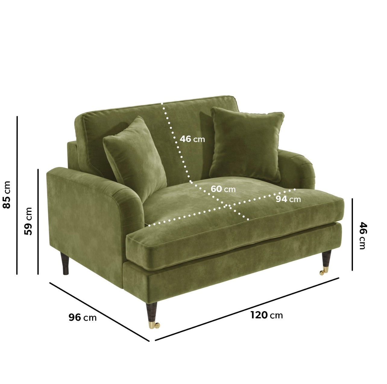 Loveseat Sofa Velvet Couch 2 Seater with Cushions