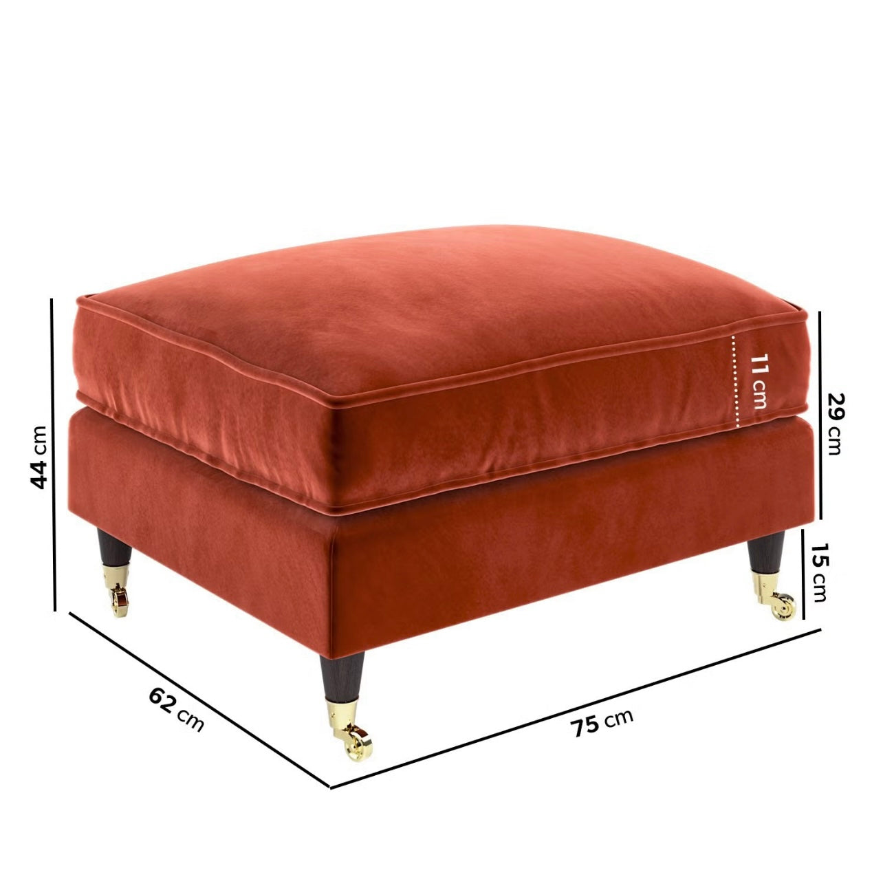 Velvet Footstool Ottoman Pouffe Upholstered Soft Stool