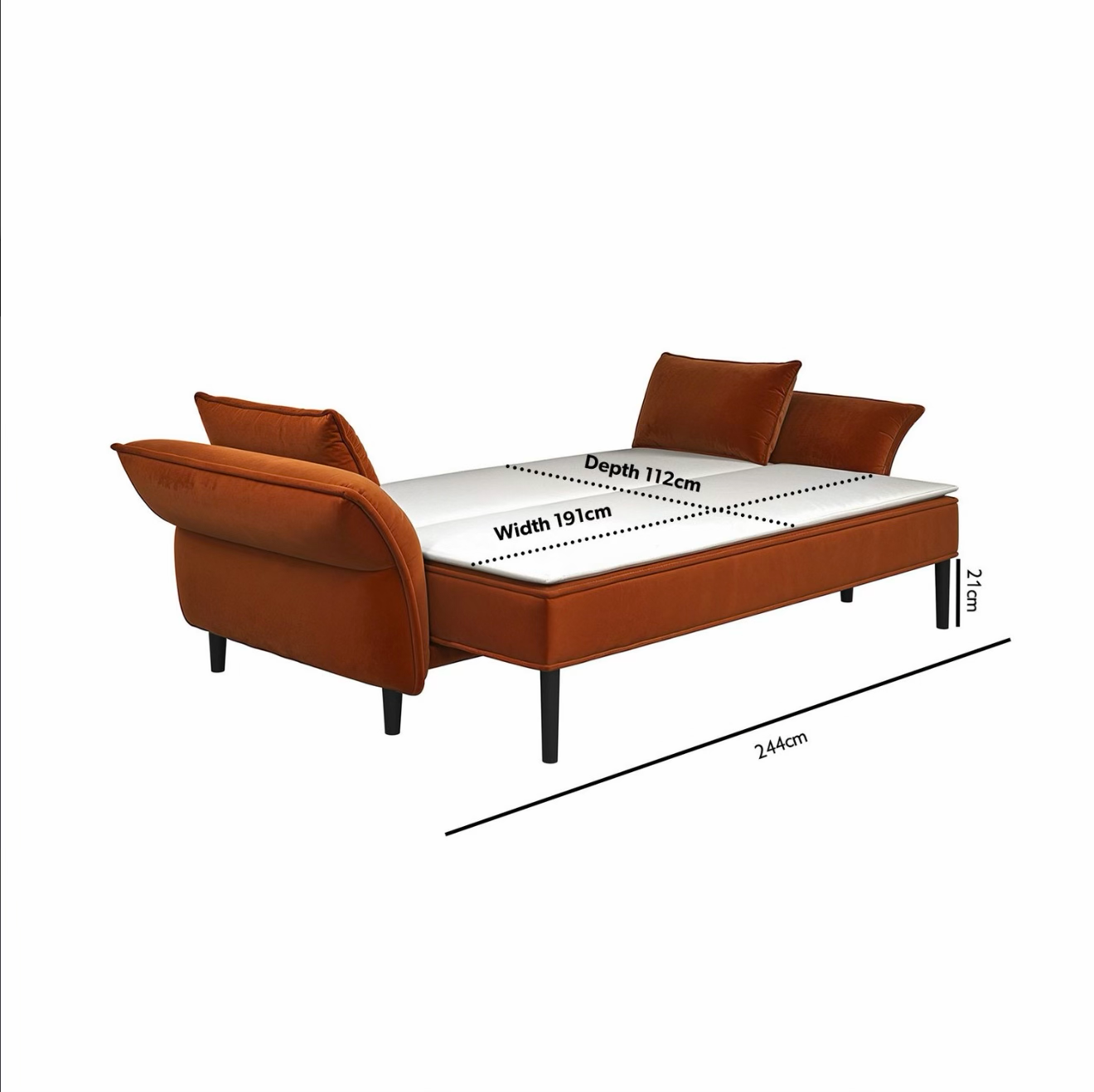 Velvet Sofa Bed 3 Seater Sleeper Sofa with Cushions