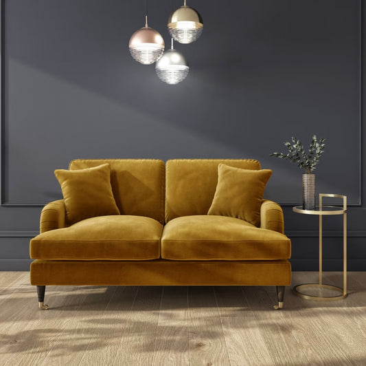 Velvet Sofa 2 Seater Couch Upholstered with Cushions