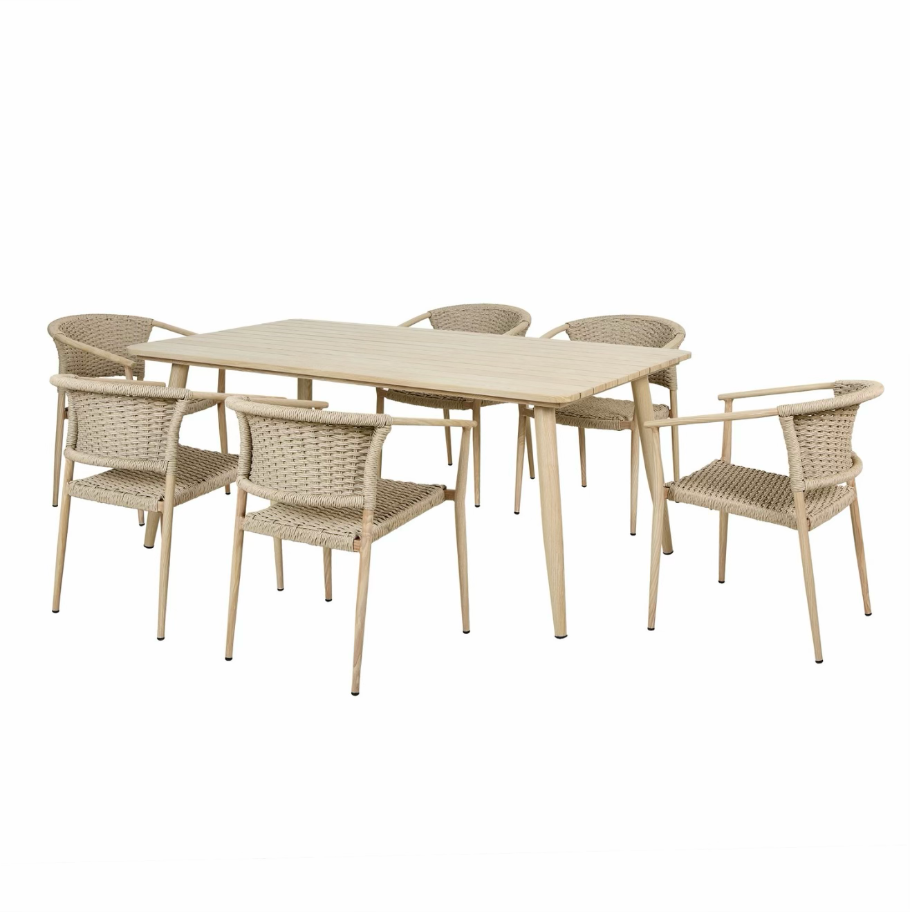 Garden Dining Set 6 Seater with Rattan Chairs Outdoor Patio
