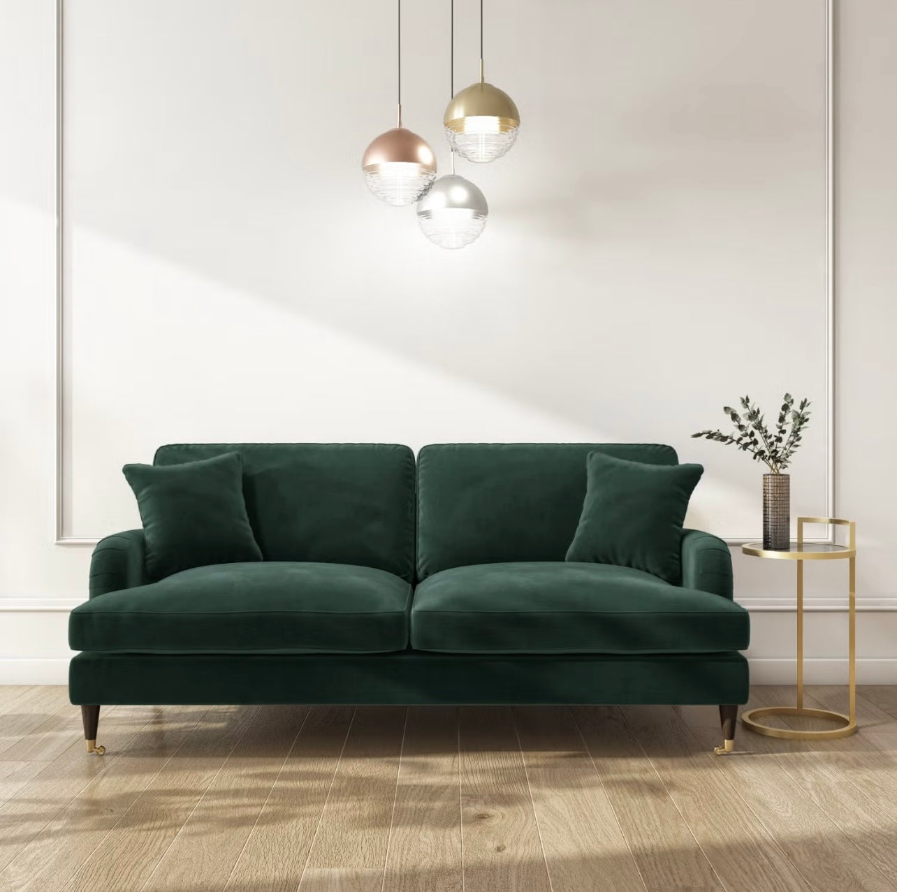 Velvet Sofa 3 Seater Couch Upholstered with Cushions